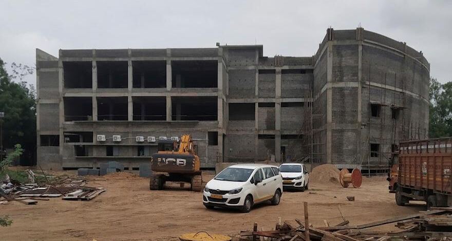 Reinforced concrete frame of the Operation Control Centre building during structural works